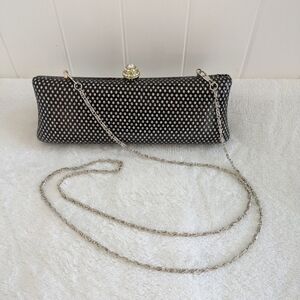 Vintage Elegant Black and Rhinestone Clutch Evening Bag